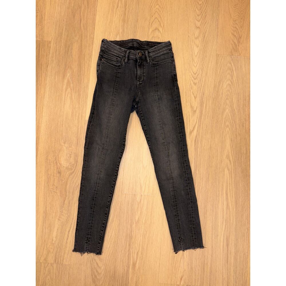 All Saints Grace dark gray/ black wash denim with front seam and ankle slit W26